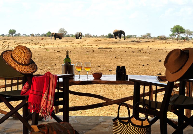 Satao camp overlooks a watering hole in the heart of Tsavo national park