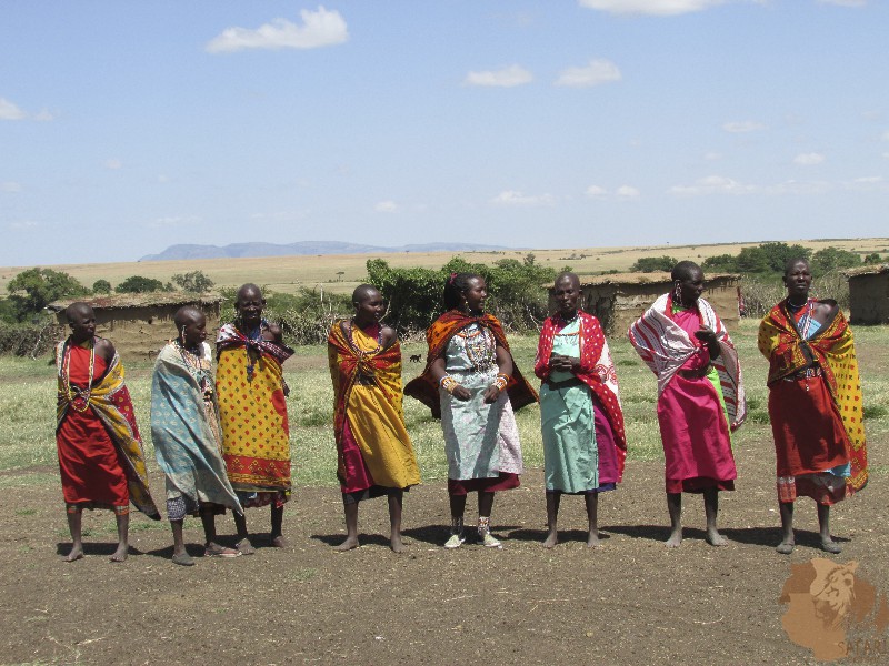 Maasai women wearing the distinctive shuka cloth in Kenya, 2016